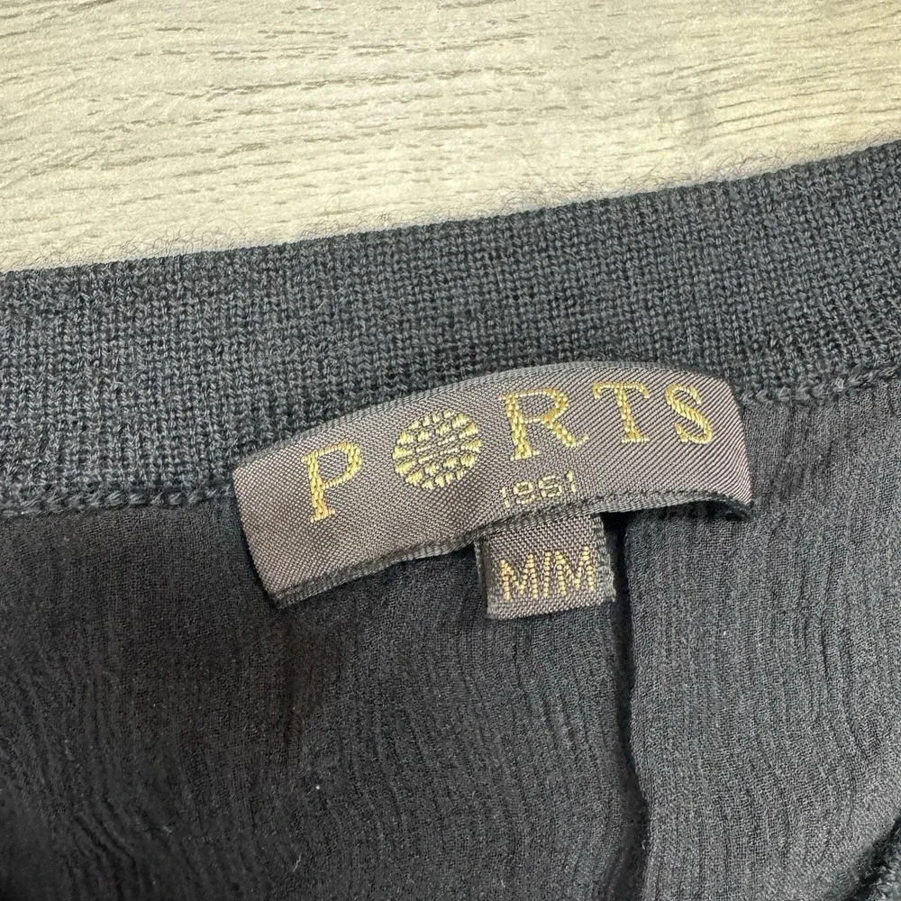 Ports‎ 1961 100% Cashmere Women's Black Cardigan Sz M Classic Minimal